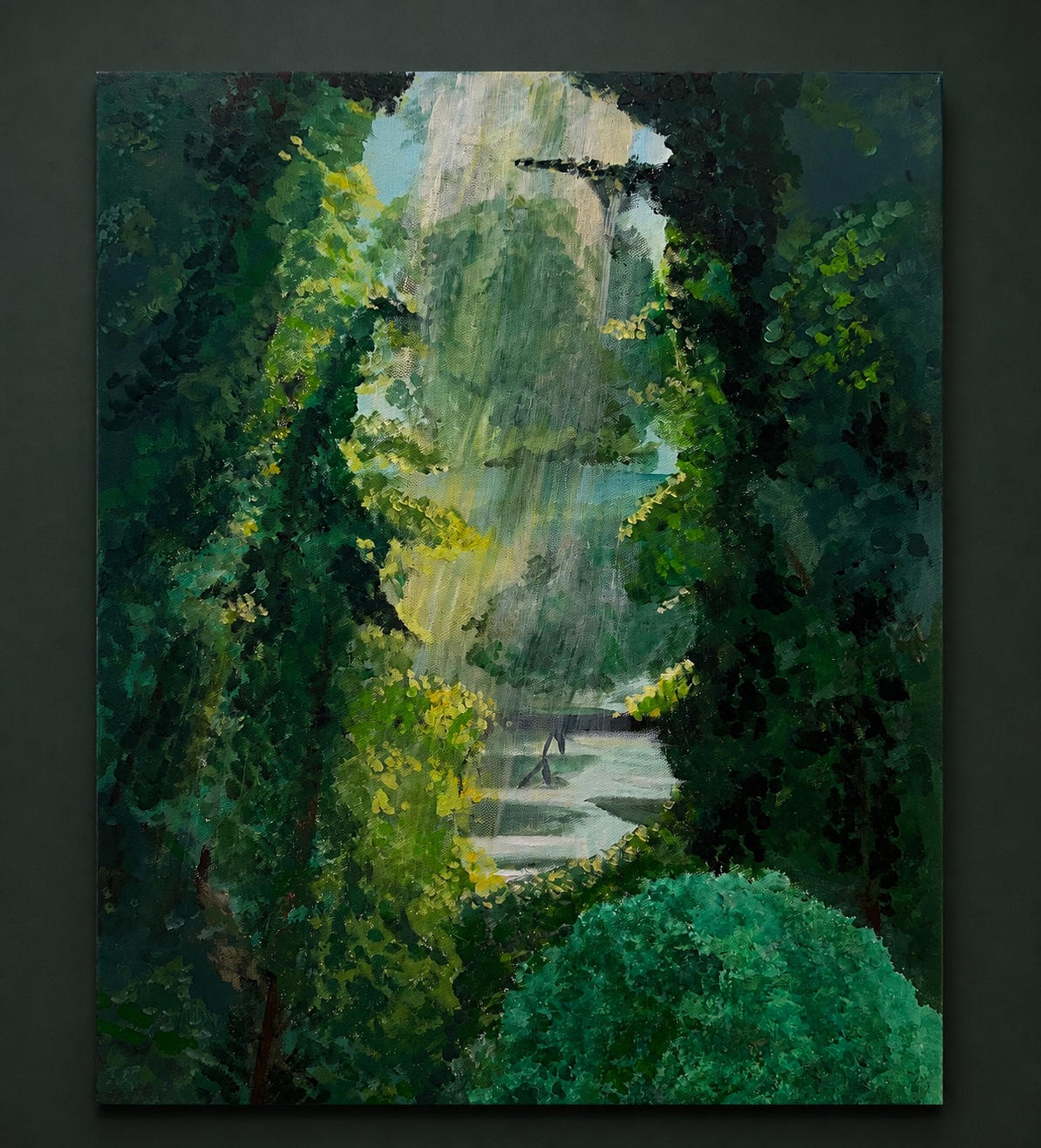 Green forest painting on canvas